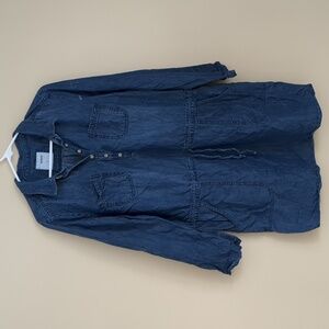 Large Sonoma Dress Drawstring Waist Lightweight Denim Long Roll Tab